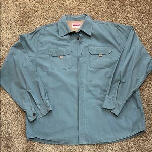 Wrangler Blue Casual Button Down Shirt Long Sleeves